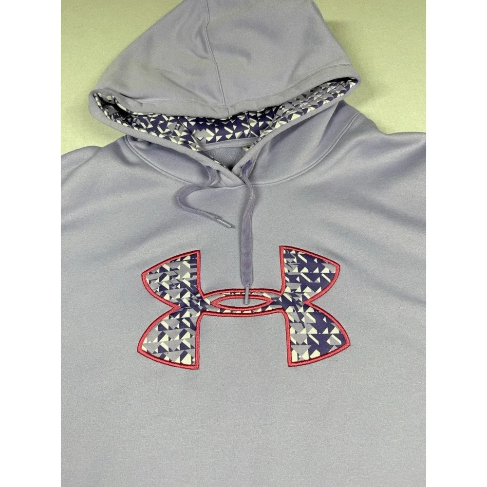 Under Armour‎ UA Hoodie Sweatshirt Loose Youth Girls Sz XL Purple Logo Fleece
